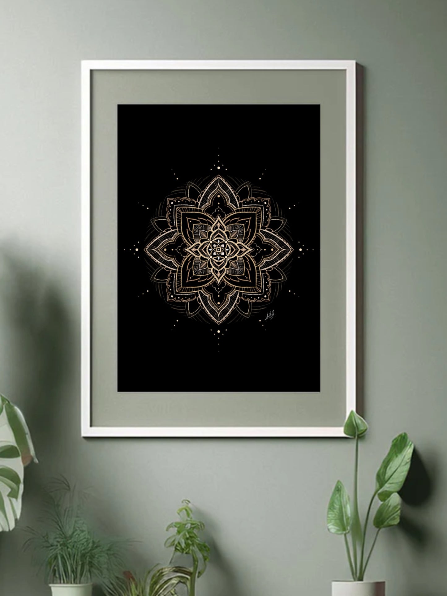 Framed Transform Art Print displayed in a stylish living space, adding a touch of psychedelic elegance and artistic beauty to the decor.