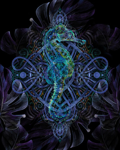 Psychedelic Seahorse Digital Art Print 
