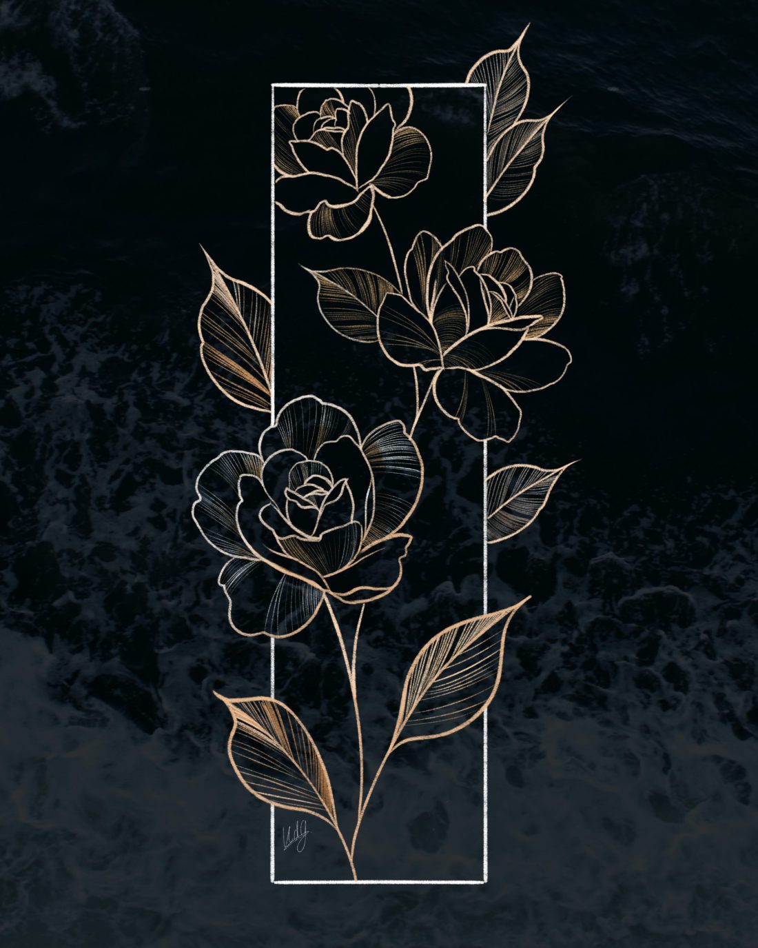Close-up view of the Love Knows No Bounds Art Print, featuring intricate floral and rose designs symbolizing boundless love.