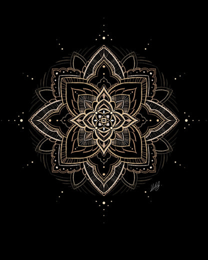 Close-up view of the Transform Art Print, showcasing the intricate mandala and psychedelic details.